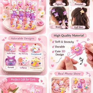 Hello Kitty & Friends Hair Clips - Pink and Purple